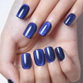 evpct Royal Blue Cat Eye Extra Short Press on Nails Square, Petite Short Square Stick on Nails for Women Gift, Blue Metallic Glitter Glossy Reusable Soft Gel Press on Acrylic Fake Nail with Designs