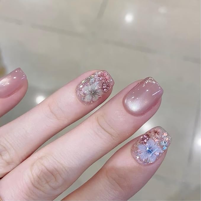 Dedyel Dried Wildflowers Nail Stickers 5D Embossed Wildflower Nail Stickers Spring Summer Red Yellow Blue White Flower Design Nail Art Decoration for Women Girls Kids