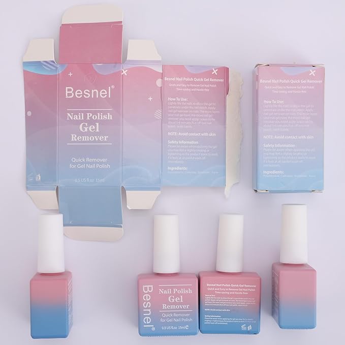 Gel Nail Polish Remover 3 Pack Professional Gel Polish Remover Non-Irritating Quick Easy,Gel Remover Tools Kit Nail File Cuticle Pusher Nail File Grit,No Need For Foil Soaking Or Wrapping