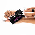 PSYTONE Black French Fake Nails Long Press on Nails Coffin Acrylic Geometry False Nails Full Cover Nails for Women and Girls 15 Size 30PCS