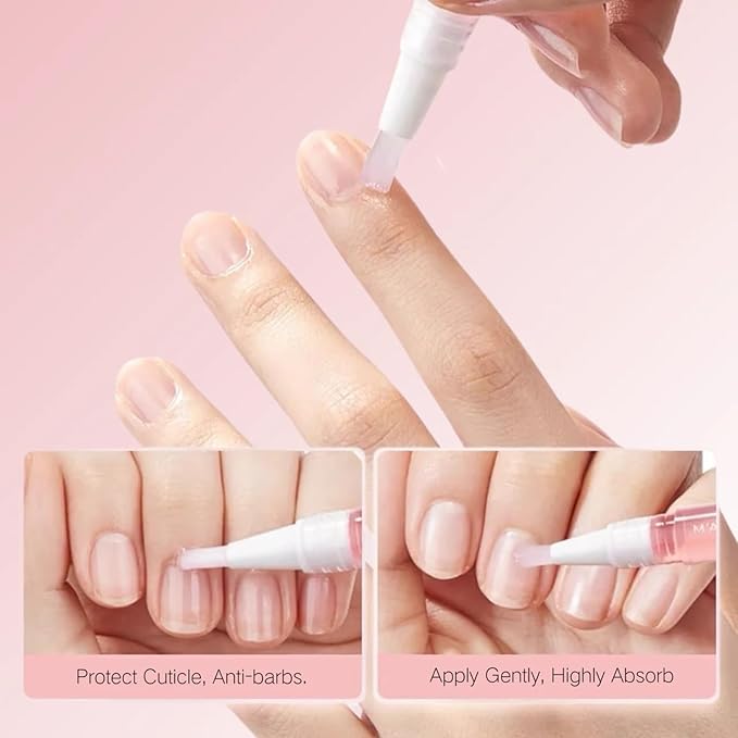 Cuticle & Nail Duo: 15-Second Softening Gel + Strengthening Oil Pen with Jojoba & Vitamin E for Healthy, Manicured Nails (Jasmine+Gel)