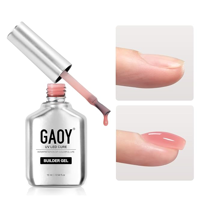 GAOY Builder Gel for Nails, 16ml Nail Strengthener in a Bottle, Nail Extension Hard Gel, Soak Off Long Lasting UV Light Cure, 1965 Rose Pink, Base Coat Top Coat Needed