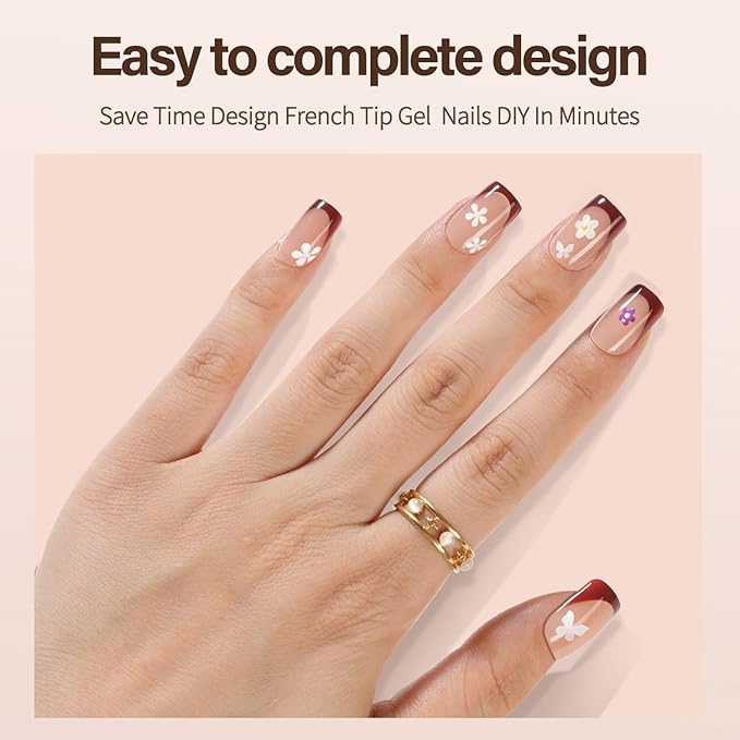 150 Pcs Gel Nail Tips, French Tip Press on Nails, Vansiho Short Square Nail Tips, Pre-French Tips Press on Nails, Acrylic Fake Nails for Nail Art DIY 15 Sizes