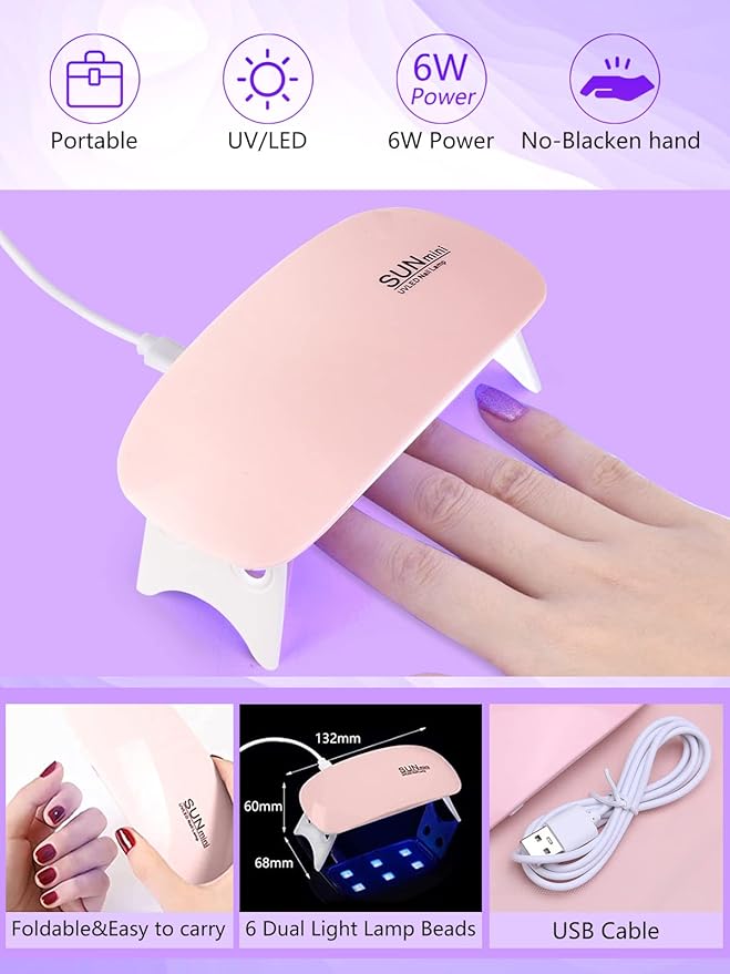 Professional Acrylic Nail Kit for Beginners - 42 Colors Glitter Powder, Liquid, UV Light, Drill, Practice Finger Nail Bag Organizer Case