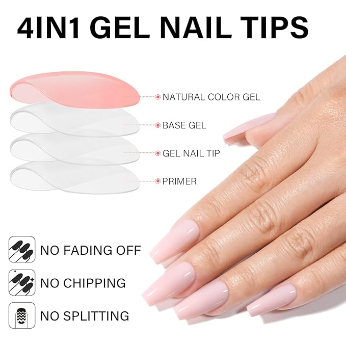 AILLSA RealFit Nude Pink Press On Nails Medium Coffin - Long Lasting Pre-Shaped Natural False Nails, Fake Nails Extensions for Salon Home DIY Gifts 140 PCS