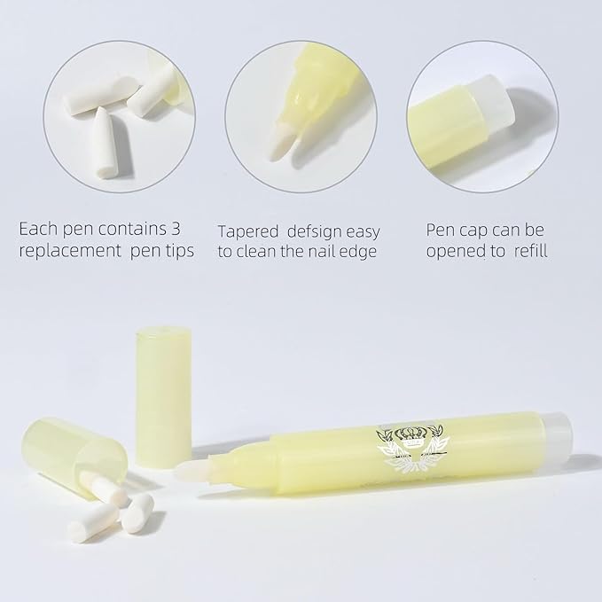 Nail Polish Corrector Pen, 4Pcs Nail Polish Remover Tool with 20pcs Tapered Refill Tips, Nail Polish Correction Nail Edge Cleaning Pen for Nail Art DIY