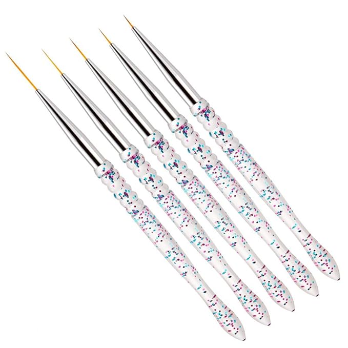 Nail Dotting Tools Kit - 10 Pcs, 5 Double-end Tools, 5 Nail Liner Brushes