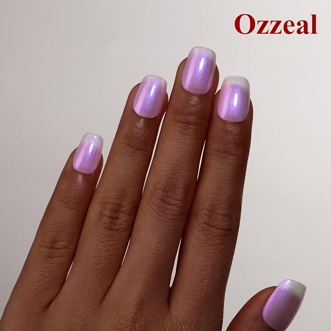 Pearl Gel Nail Polish, Light Purple Transparent Shimmer Shell Nail Gel Polish Glitter Mermaid Iridescent Pearlescent Sparkle Spring Summer Soak Off Led UV Manicure 15ML
