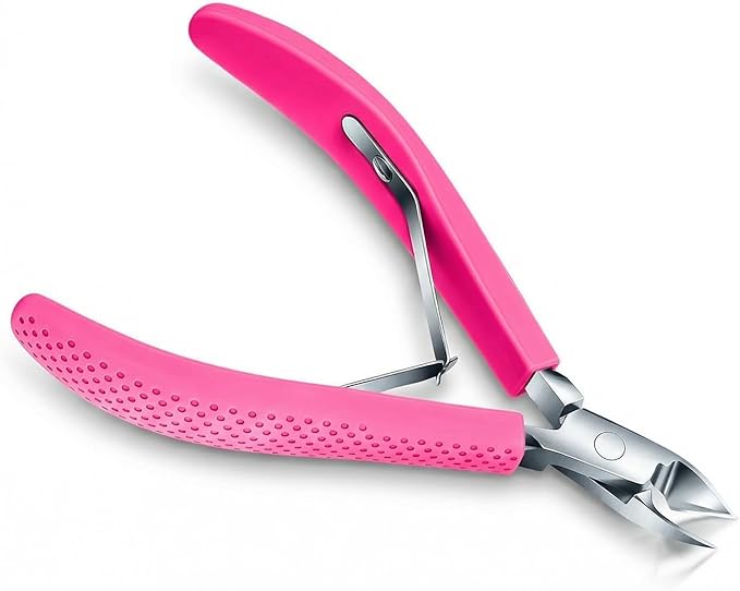 Fine Edge Cuticle Trimmer & Nippers, Scissors, Nail Clippers Non-slip Silicone Handle Carbon Steel Nail Tools for Precise Removal, Durable Washable Cuticle Cutter & Remover (Rose-Color 1PC)