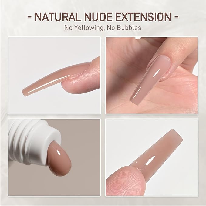 GAOY Crystal Poly Gel, 60g Nail Extension Enhancement Builder Gel, for Beginner & Professional Nail Art Salon DIY at Home, Nude Brown 02
