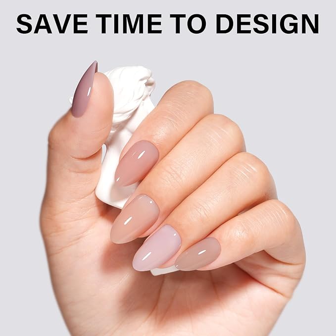 AILLSA RealFit Nude Tone Mixed Color Press On Nails Short Almond - 4 in 1 False Nail Tips Set Long Lasting Nail Extensions For Nail Art DIY 150 PCS