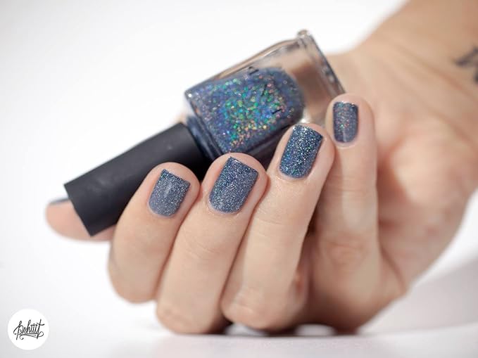 ILNP Industrial Park - Neutral Denim Blue Holographic Sheer Jelly Nail Polish
