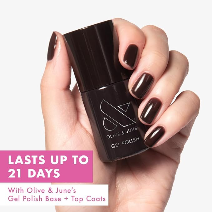 Olive & June Gel Polish | UV LED Nail Lamp Needed | Long Lasting Formula | Up to 21 Days of Wear | Damage-Free Removal | Salon-Quality Manicure, Pedicure at Home | Sable Brown | CN