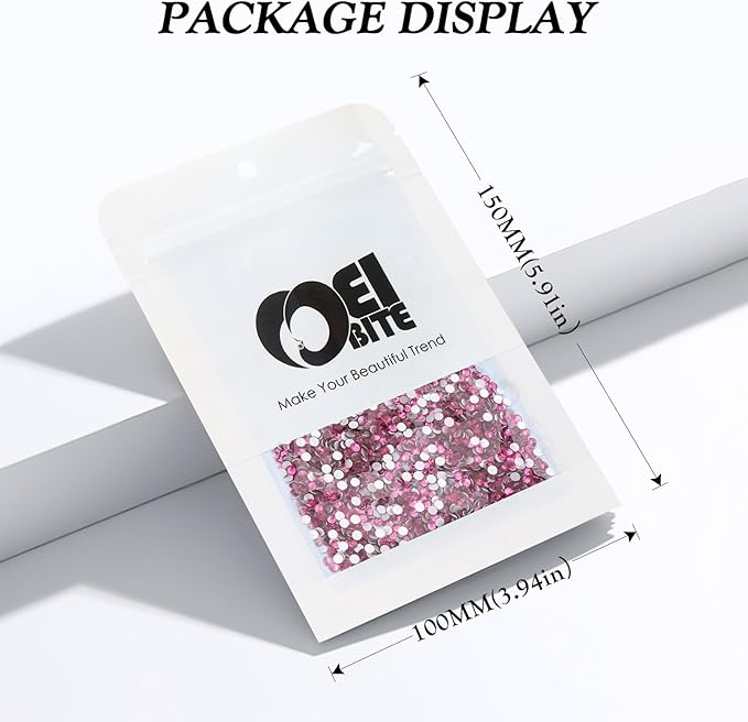 Fuchsia Flatback Rhinestones, Glass Rhinestones for Nail Art and Craft, Glue Fix, Loose Crystal Gemstones(Fuchsia, SS8, 2880pcs, 2.3-2.5mm)