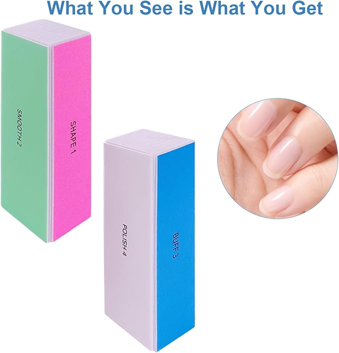 4 Way Nail Buffer Block (10 Pcs), Nail Shine Buffers Blocks Files for Natural and Acrylic Nails Smoother Buffing Block Polisher Fingernail File Buffer 120/240/600/3000 Grit for Buffing Shinning