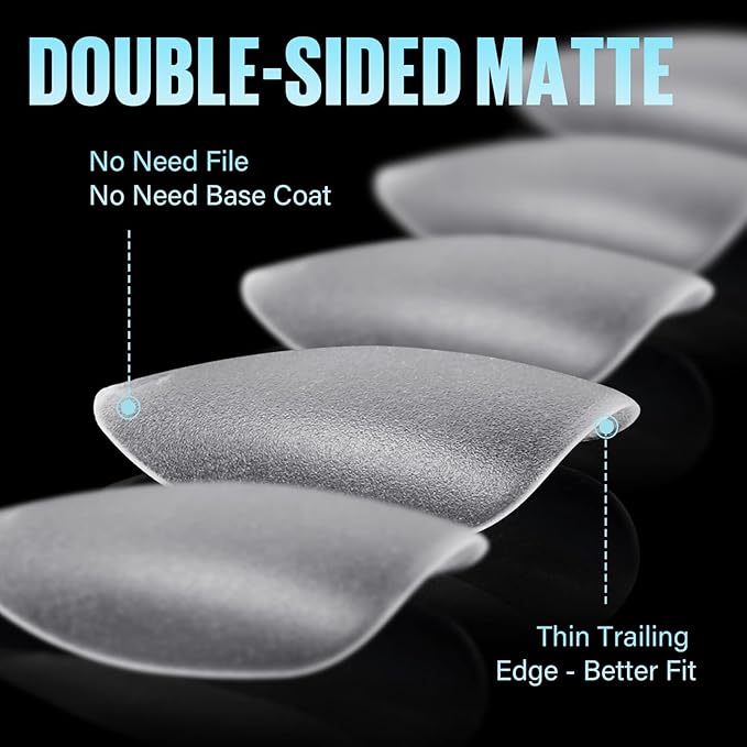 TOMICCA Short Almond Nail Tips, Acrylic Soft Full Coverage Fake Nailsfor Extension Manicure, Double-sided Matte Press on Nail Tips for Home DIY Art Women Girls