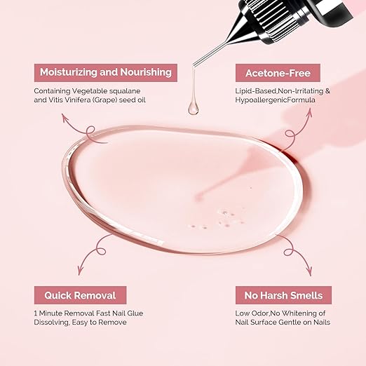 MelodySusie 2PCS Nail Glue Remover for Press on Acetone Free Nail Polish Remover Multi-Functional Remover for Nails Tips Gentle Glue Remover for Gel x Nails for Home Salon 30ML