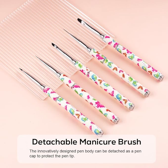 Nail Art Brushes Set Nail Art Design Pen Painting Tools with Nail Extension Gel Brush,Nail Polish Brush, Builder Nail Gel Brush, Nail Art Liner Brush for Salon Gift for Girls Women (Butterfly)