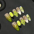 10Pcs Handmade Press On Nails Medium Almond Fake Nails 3D Flower With Star Gradient Design French Tip False Nails Full Cover Acrylic Glossy Floral Stick On Nail For Women Girls (SIZE:S)