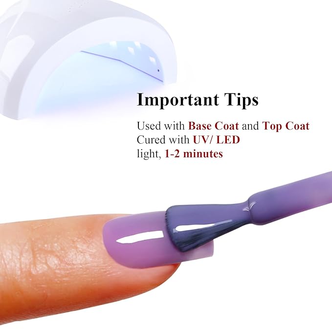 Jelly Gel Nail Polish, Light Purple Jelly Nail Polish Gel Translucent Spring Summer Sheer Nail Gel Polish Soak off UV LED for Nail Art DIY Manicure 0.5 Fl Oz