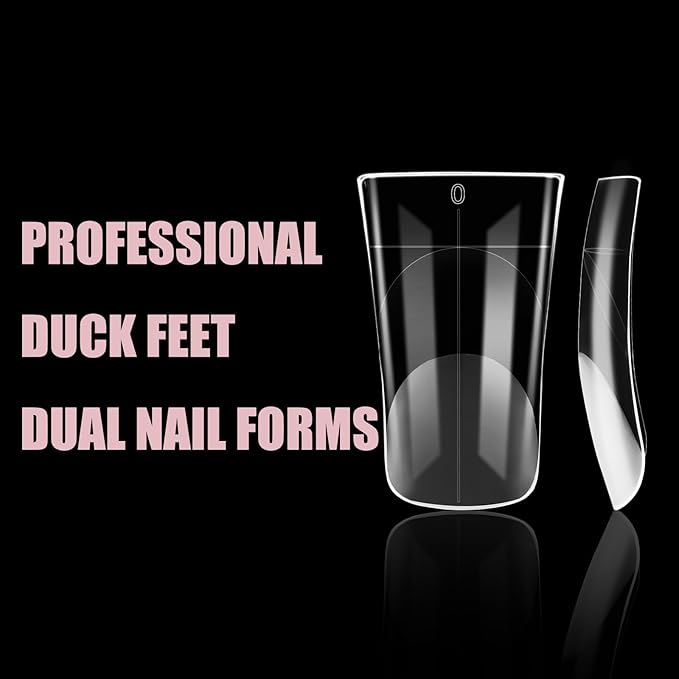Duck Nail Forms for Poly Gel Reusable 240 Pcs Full Cover Molds for Builder Gel French Tip Acrylic Nails, Nail Art Design Molds for Manicure Salon & DIY at Home 12 sizes