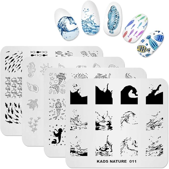 KADS Nail Art Stamp Plate - Ocean Sea Mermaid Series Nail Stamping Plate Template Image DIY Decoration Tool