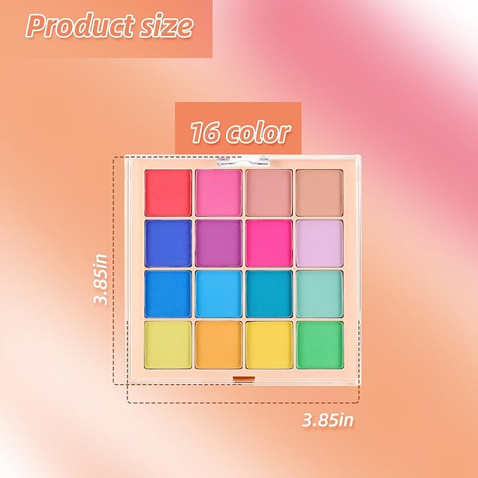Nail Pigment Powder Palette Set, 16 Bright Colors Ombre Nail Powder Palette French Aura Nails Ombre Nail Brush Nail Long-lasting Manicure Art DIY Accessories (07)