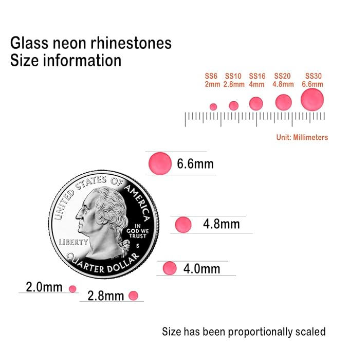 Flatback Glass Rhinestones,Bedazzler Gems 1440pcs Non Hotfix Crystal Rhinestones for Crafts Nail Charms Clothes Tumblers,Watermelon Red Neon,SS20