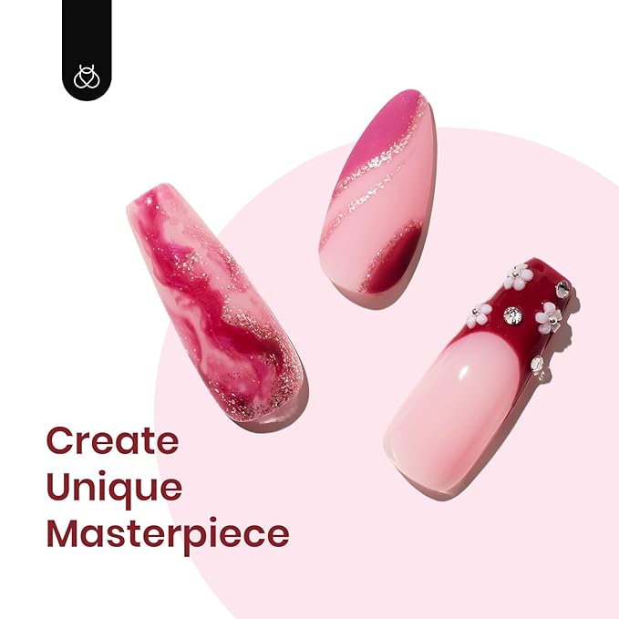 Beetles Gel Nail Polish Set Plum Burgundy Red Brown Glitter 6Pcs Gel Polish Kit Soak Off UV LED Nail Lamp Art Manicure Salon DIY Home Gifts for Women Silent Flower