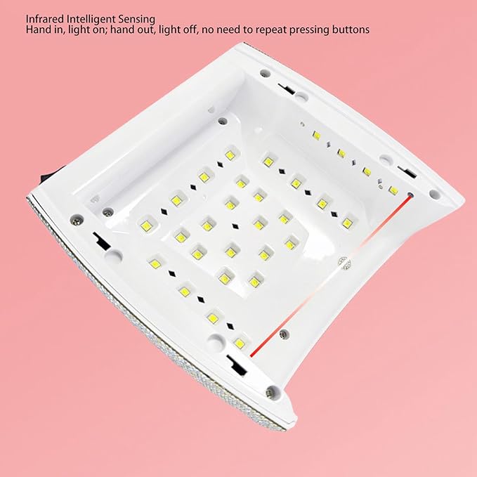 66W Nail Lamp with Rhinestones, Rechargeable Nail Lamp for Gel Nails, 15600mAh 33pcs Lamp Chips 4 Timer Setting Removable Bottom Tray Led Nail Light (US Plug)