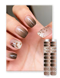 Semi Cured Gel Nail Strips | Built-In Gel Top Coat | UV Light Required | Salon Quality, Easy Application And Removal (Mocha Leaf Elegy）