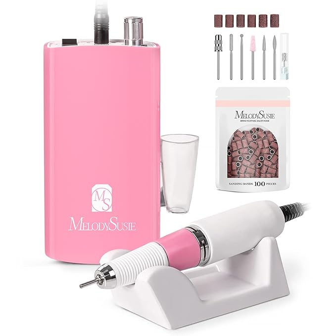 MelodySusie Entry-Level Clip-On Rechargeable Nail Drill with Anti-Slip Silicone Handle, SC300I 30000RPM E-File for Manicure Shaping & Gel Removal, Perfect for Training, Nail Art Practice & Home Use