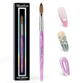 MelodySusie Kolinsky Acrylic Nail Brush,66% Kolinsky Hair Professional Nail Art Brush for Acrylic Application, Aurora Collection Fine Glitter Brush, Purple, Size 8