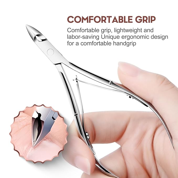 Cuticle Trimmer with Cuticle Pusher and Cutter Cuticle Nippers & Cutter Set, Professional Stainless Steel Cuticle Cutter Manicure Tools For Precise Nail Care Fingernails & cuticle scissors 5 Piece Set