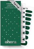 ohora Semi Cured Gel Nail Strips (N Holiday Pine) - Works with Any Lamps, Salon-Quality, Long Lasting, Easy to Apply & Remove - Includes 2 Prep Pads, Nail File & Wooden Stick