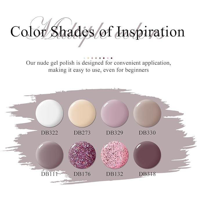 MTSSII Gel Nail Polish Set 8 Colors Skin Tone Collection Nude Brown Gel Polish Pink Neutral Beige Khaki Soak off Uv Led Lamp Needed Manicure Diy Home Gift for Girls