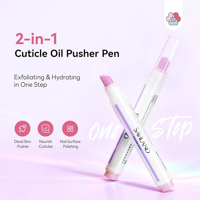 SAVILAND Cuticle Remover Pen: Ceramic Cuticle Pusher & Oil Pen 4.5ml Nail Strengther & Growth Cuticle Oil Nail Care Pen for Hangnails Dry Damaged Nails Moisturize Strengthen Brighten 2PCS