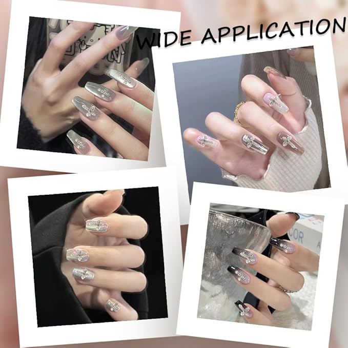 CRASPIRE 40Pcs Cross Nail Charms 3D Y2K 2 Styles Metal Alloy Rhinestone Flat Luxury Nail Gems Set Gothic Vintage Punk Studs Decor for Women Nail Art Crafts DIY Jewelry Christmas Decorations Cellphone