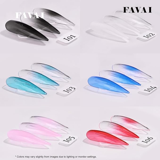 FAVAI ICE Collection (#I) 12 Colors Airbrush Gel Nail Polish Air Gel Set - 12 Crystal Translucent Colors for Stunning Nail Art 12 * 10ml