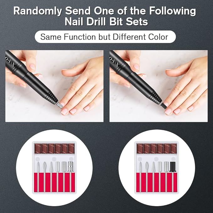 Professional Manicure Pedicure Set - Electric Nail File Kit with Portable Nail Drill Machine, Polishing Shape Tools for Acrylic Gel Nails, Includes Nail Drill Bits, Sanding Bands and Brush (Black)