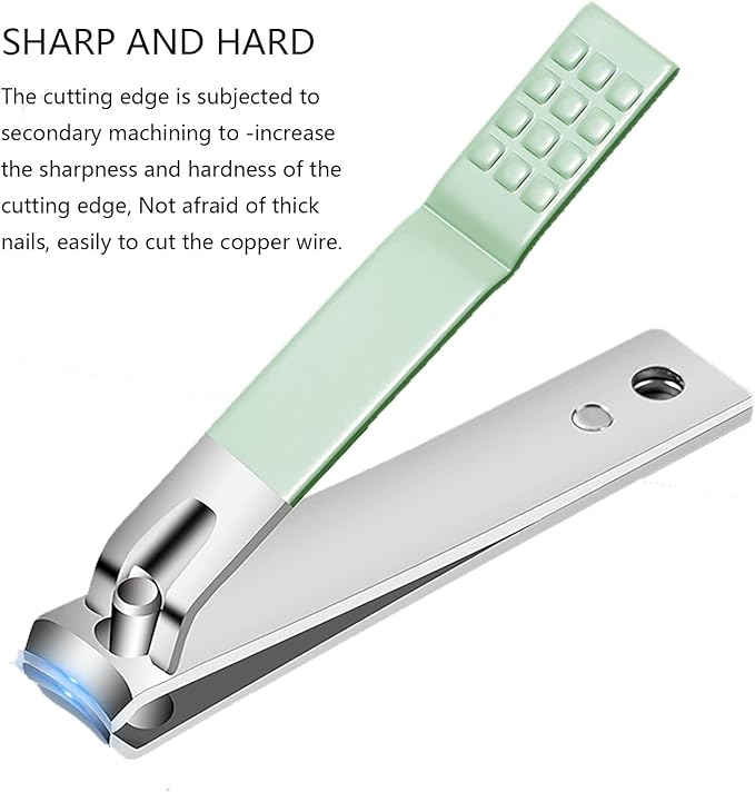 Nail Clipper Set, 7PCS Manicure Set Fingernail Clippers Kit Fashion Color Green Stainless Steel Pedicure and Manicure Kit with Green PU Leather Case