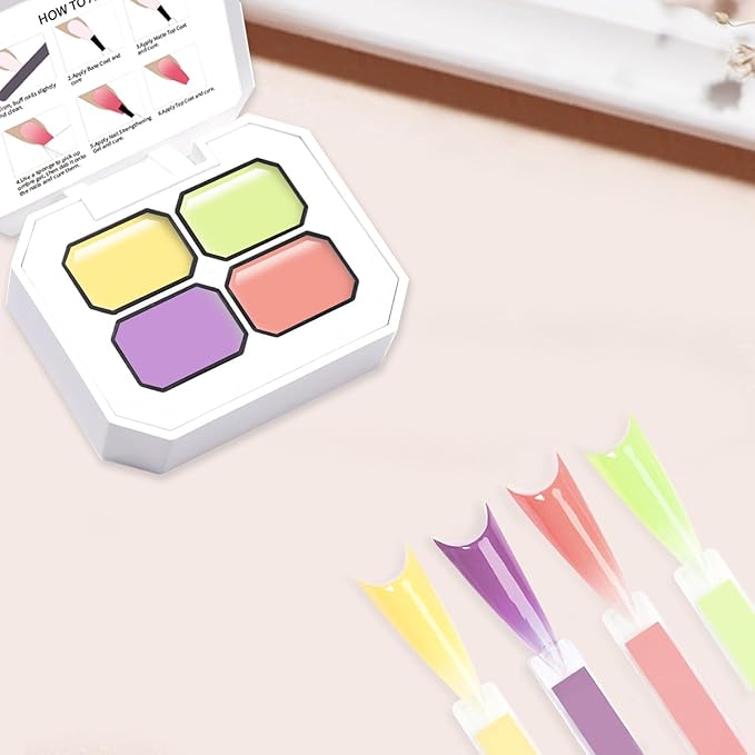 Cream Nail Painting Gel Polish High Color Rendering And Quick Drying,4 Colors Ombre Nail Polish With Nail Sponges & Claw Easily Creates Various Gel Paint For French Manicure DIY Nail Art Styles
