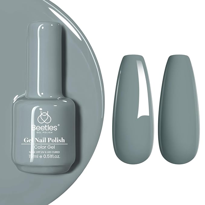 Beetles Grey Gel Nail Polish - Elegance All Season Gel Polish Soak Off U V LED Nail Lamp DIY Home Salon Manicure Nail Art 0.51 Oz Gifts for Women