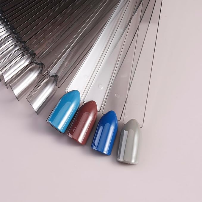 150 Pcs Nail Swatch Sticks with Metal Ring, Transparent Black Square Nail Tips for Nail Art Polish Practice Display, Acrylic False Nail Sample Sticks Nail tech Supplies for Home or Salon Use