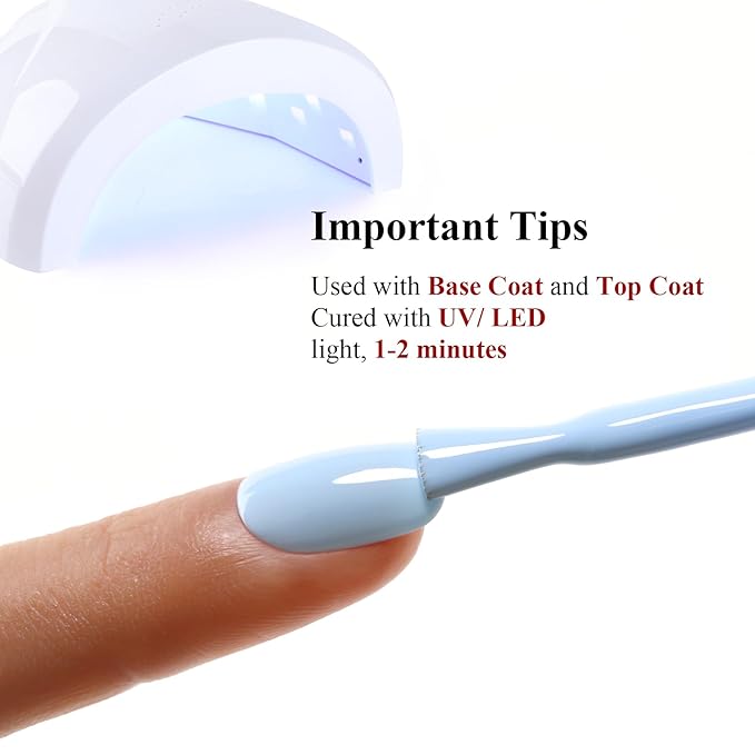Gel Polish, 0.5 Fl Oz Light Baby Blue Gel Nail Polish Spring Summer Art Starter Manicure Salon DIY Soak off LED UV