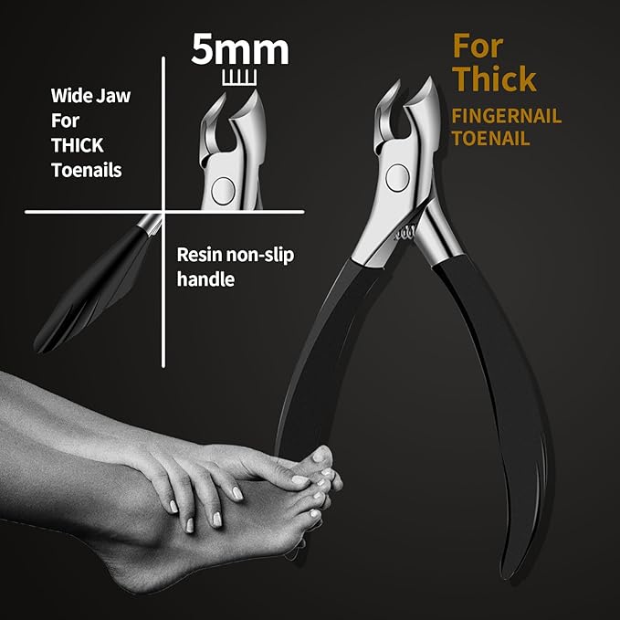 Thick Toenail Clippers for Seniors Thick Toenails or Ingrown Nails, Curved Blade Heavy Duty Toenail Clippers Cutter, Sharp Nail Nippers Cuticle Trimmer, Large Toe Nail Clippers for Men, Women