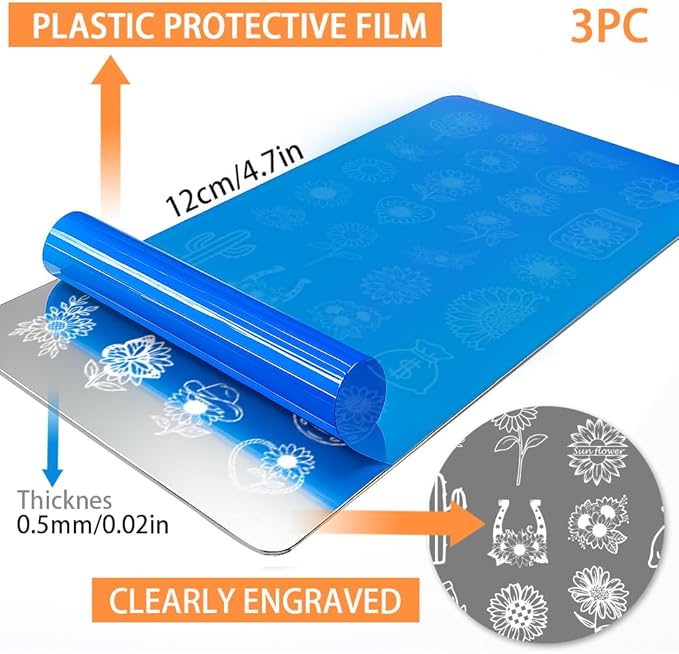 PH PandaHall 3pcs Sunflower Nail Stamping Plate Cowboy Boots Hat Nail Stamper Cactus Nails Arts Stencils Western Nails Art Design Stainless Steel Manicure Image Plates for Women DIY Manicure Salon