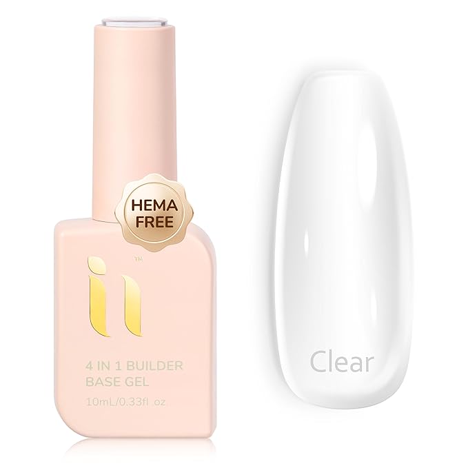 Rubber Builder Base Gel, Soak Off Transparent Gel LED Lamp UV Need,Vegan Streak Free,Strengthening Nails for Weak Brittle Thin Flimsy Nail