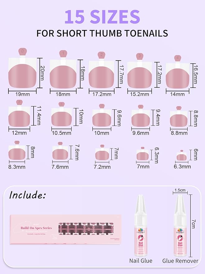 EBANKU Press On Toenails French Tips, 150 Pcs Deep Pink Toe Nail Tips Square Fake Toenail Full Cover Toe Press On Nail Artificial False Nail Tips for Women Girls Salon DIY