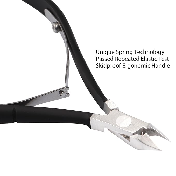 Ejiubas Cuticle Trimmer with Cuticle Pusher Cuticle Nipper Professional Grade Stainless Steel Cuticle Remover Cutter Clipper Durable Pedicure Manicure Tools (Black)